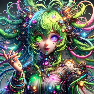 A whimsically eccentric digital anime witch, her image is a stun...