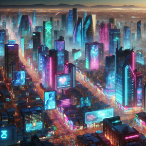Futuristic cityscape of Phoenix Arizona in the year 2100