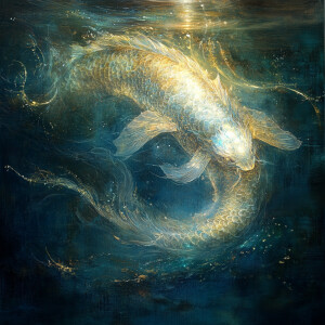 A numinous luminous leviathan emerges from the depths of the oce...