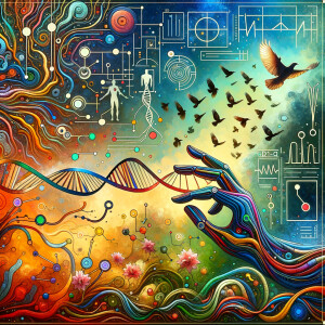 The golden ratio, Minimalist art Circuit, boards, circuitry, diagrams Cellular structures, DNA, circuit boards, colorful wires,  asian and Egyptian  graffiti, lie detector graphs, cardio, printout , branches infinity sign, cave, Art, handprints, distant birds flying, flowering vines, abstract gestural painting, dna