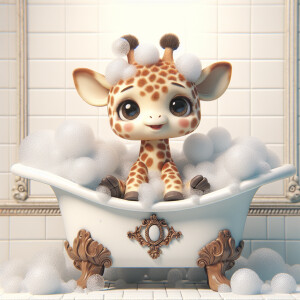 Character design A cute small Boy-giraffe Hybrid smiling taking...