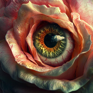 Create a hyper-realistic 3D image of a rose with an intricately...