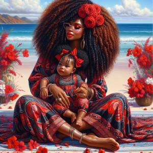 A tender depiction of a Bohemian mother with her child, both sty...