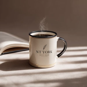 A minimalist yet elegant ceramic coffee mug design with high-con...