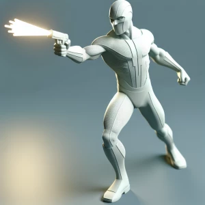 Full body Nigerian DR Manhattan mixed with silver surfer shootin...