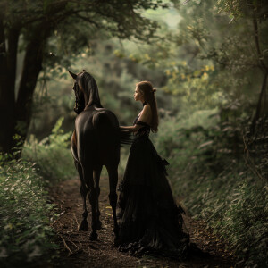 1/2 horse 1/2woman in forest