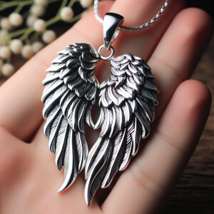 Exquisite sterling silver angel wings pendant