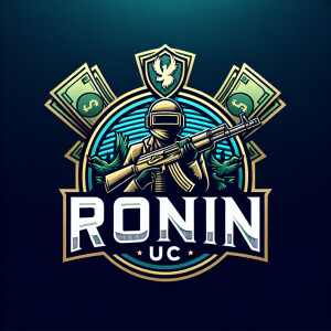 Нарисуй логотип с деньгами и игрой в PUBG с надписью RONIN UC