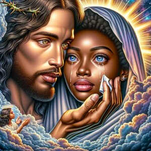 Ensure that the image distinctly represents both Jesus Christ an...