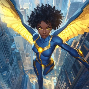 A series of digital art illustrations featuring a superhero char...