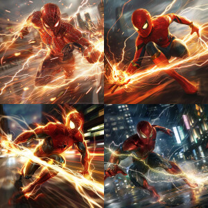 Spiderman corriendo de tras de flash