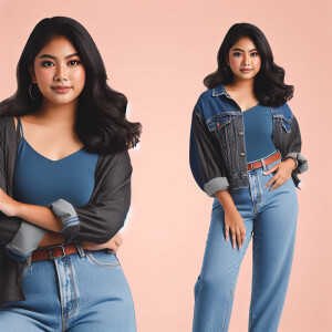 create a curvy woman in. jeans