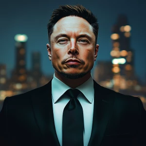 Elon Musk,Make a photorealistic picture of him as a mafia boss,...