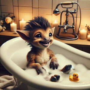 Cute Horse-Boy Hybrid taking A bath 🛁 in a Tub