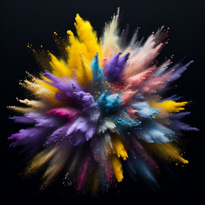 Design an image featuring yellow, purple, and blue chalk dust on...