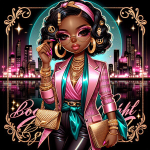 A stylish and elegant hip-hop inspired digital artwork featuring...