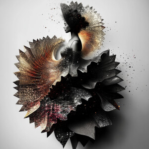 In an abstract void filled with swirling, Escher-like impossible...