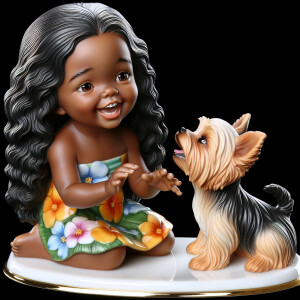 Prompt: porcelainhp Statue of a light skin, African-American Haw...