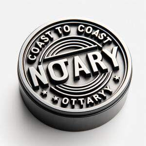 A notary stamp that reads "coast to coast' "notary"