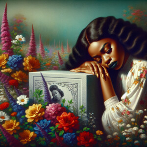 A beautiful light-skinned African-American woman with long wavy...