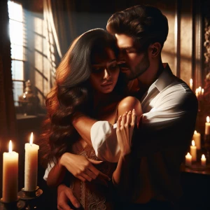 Paint a vivid picture of us as a sensual couple enveloped in the...