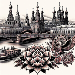 Придумай мне татуировку основанную с  регионом Калмыкией и Санкт...