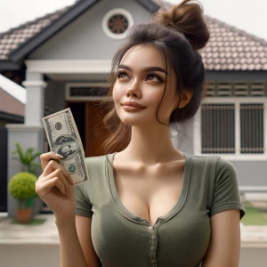terlihat di depan rumah ibu cantik berambut kondek agak montok b...