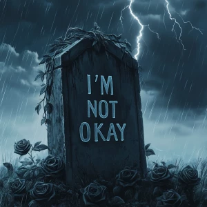 Generate an image depicting an aged, weathered headstone engrave...