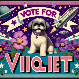 Hip 50s space theme retro Campaign poster- Vote for Violet - Vio...