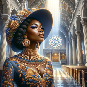 Create an airbrush oil painting of an African American woman wit...