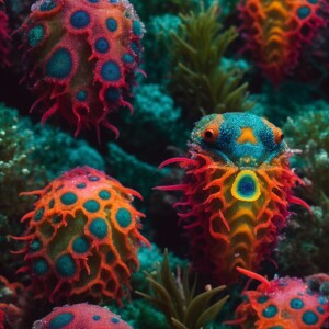 vibrant, strange, invertebrate x cnidarian hybrid creature