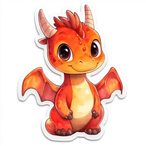 Create an image of an adorable dragon with a clean white background, styled to be ideal for conversion into a sticker design.