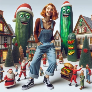 Photorealistic  photo image canon. Whimsical Christmas scene A h...