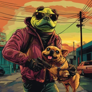 MEME PEPE in GTA art style — Fighting with doge — in the style o...