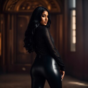 A 25-year-old Indian woman with voluptuous curves, featuring lon...