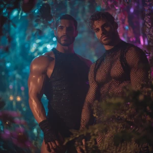 Two 25-year-old Italian male bodybuilders, both ruggedly handsom...