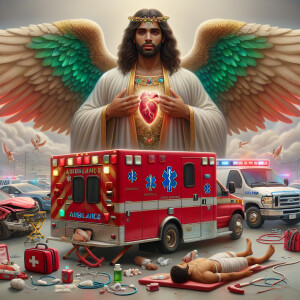 Create a realistic 3D oil painting depicting a scene of emergenc...