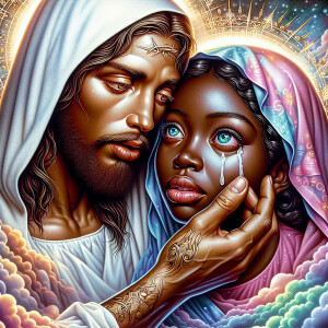 Ensure that the image distinctly represents both Jesus Christ an...