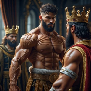 The muscular prince was bulging and fullyneikele in front of the...