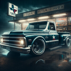 classic Chevrolet truck with custom bodywork, lowrider, over siz...