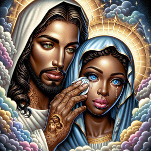 Ensure that the image distinctly represents both Jesus Christ an...