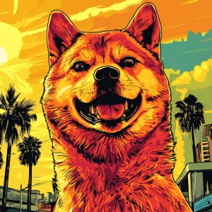 MEME DOGE in GTA art style —  — in the style of a Grand Theft Au...