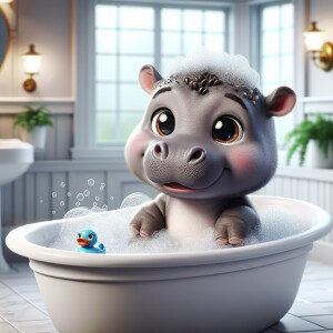 Cute Hippo-Boy Hybrid taking A bath 🛁 in a Tub