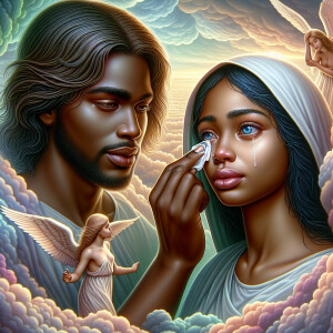 Ensure that the image distinctly represents both Jesus Christ an...