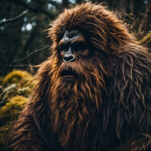A realustic sasquatch bigfoot creature with very messy tangled g...