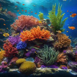 Create a hyperrealistic and high-definition underwater biome sce...