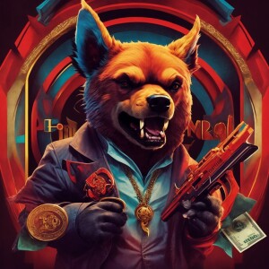 Design a logo with a stylized, animated demon dog influenced by...