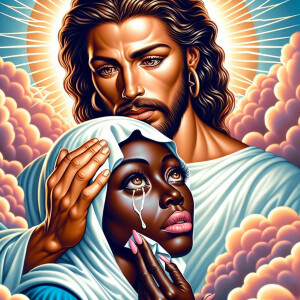 Ensure that the image distinctly represents both Jesus Christ an...