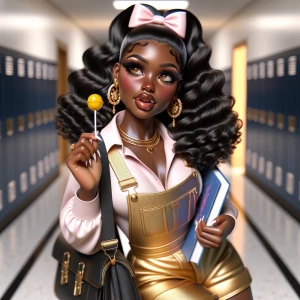 Stylized ultra glossy ultra glam excited girl, flamboyant curveo...