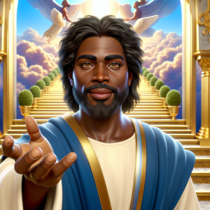 Create a 3-D Realistic image of a handsome African-American Jesu...